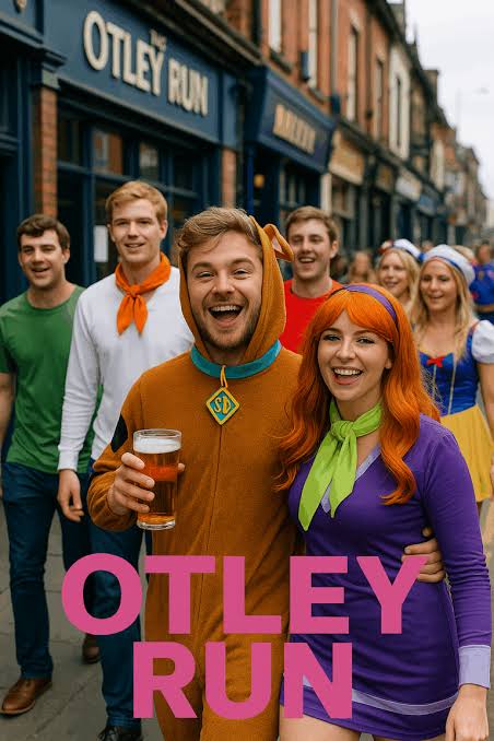 A costumed runner at the start of the Otley Run